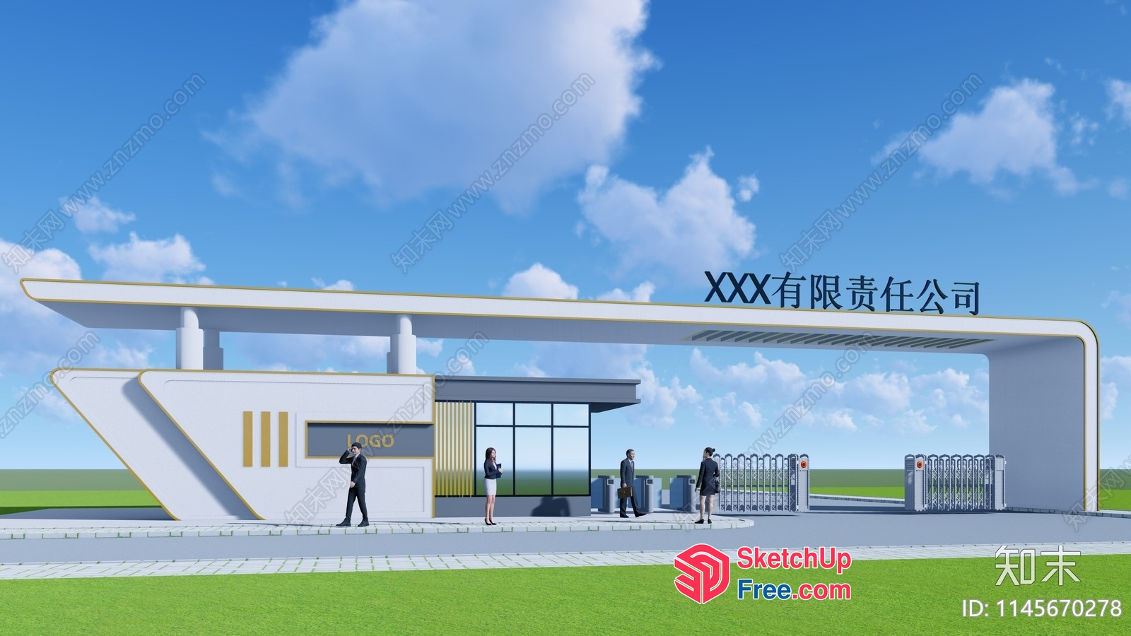 Exterior Entrance Of A Modern Gas Station 3D SketchUp File