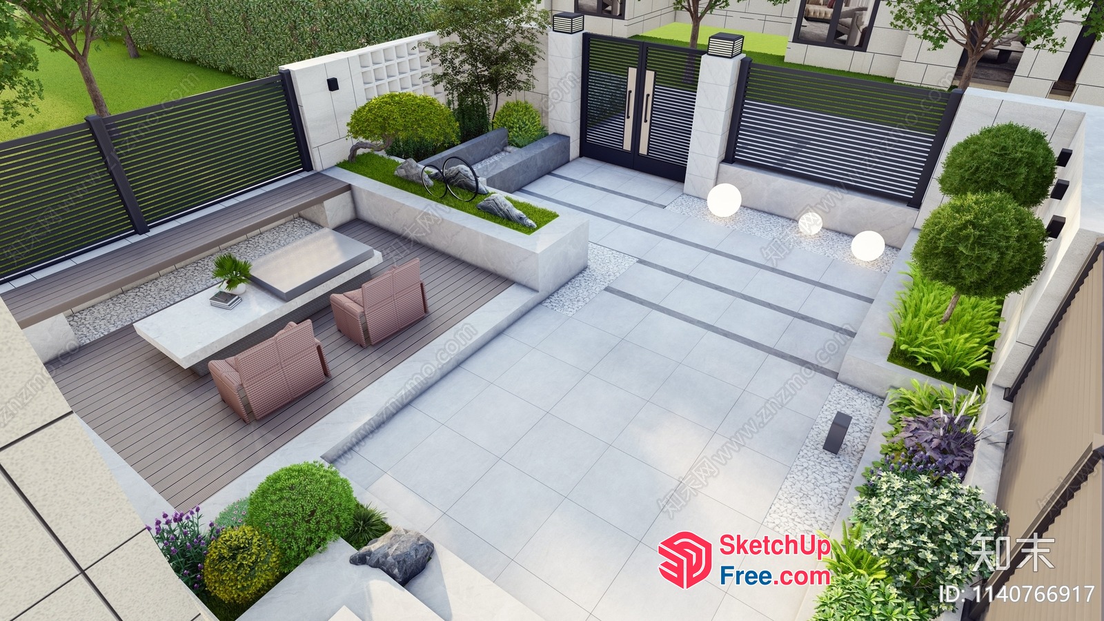 Elegant Modern Minimalist Outdoor Patio Decor 3D SketchUp File