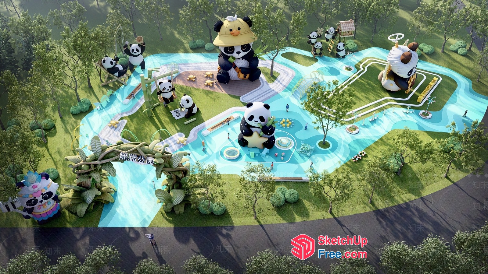 Pandas In A Park 3D SketchUp File