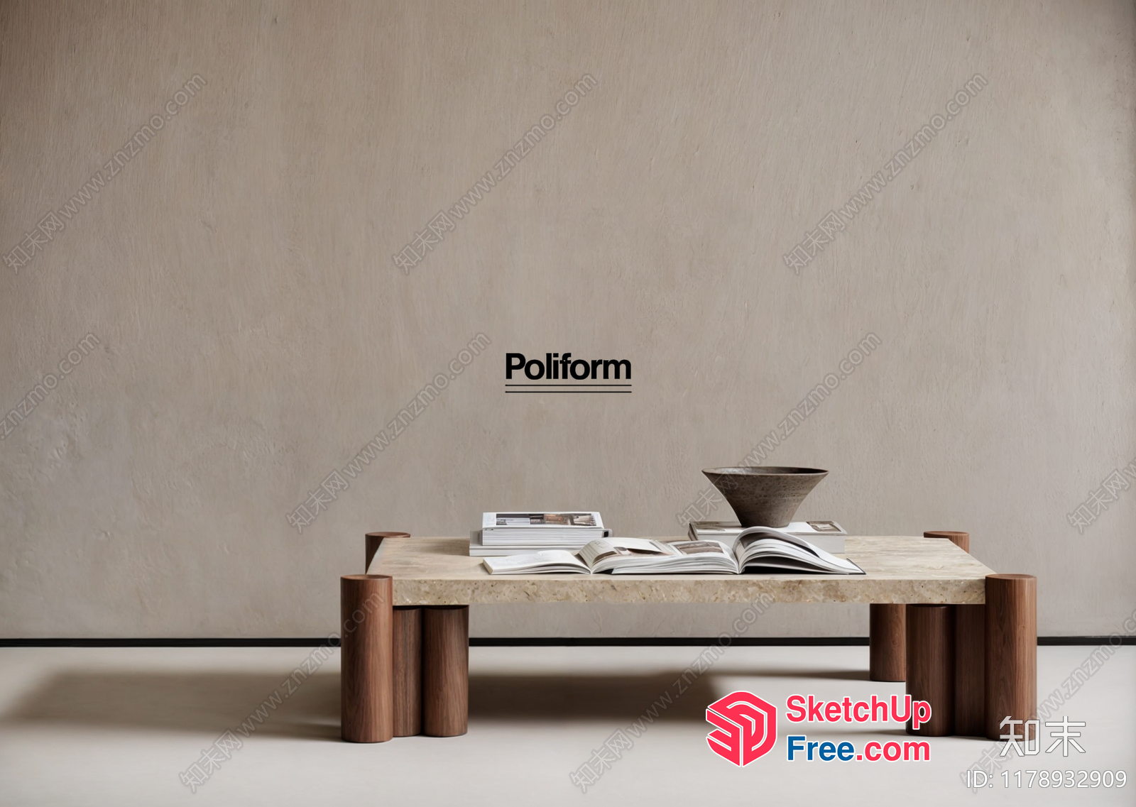 Poliform Furniture For A Modern Minimalist Living Room 3D SketchUp File