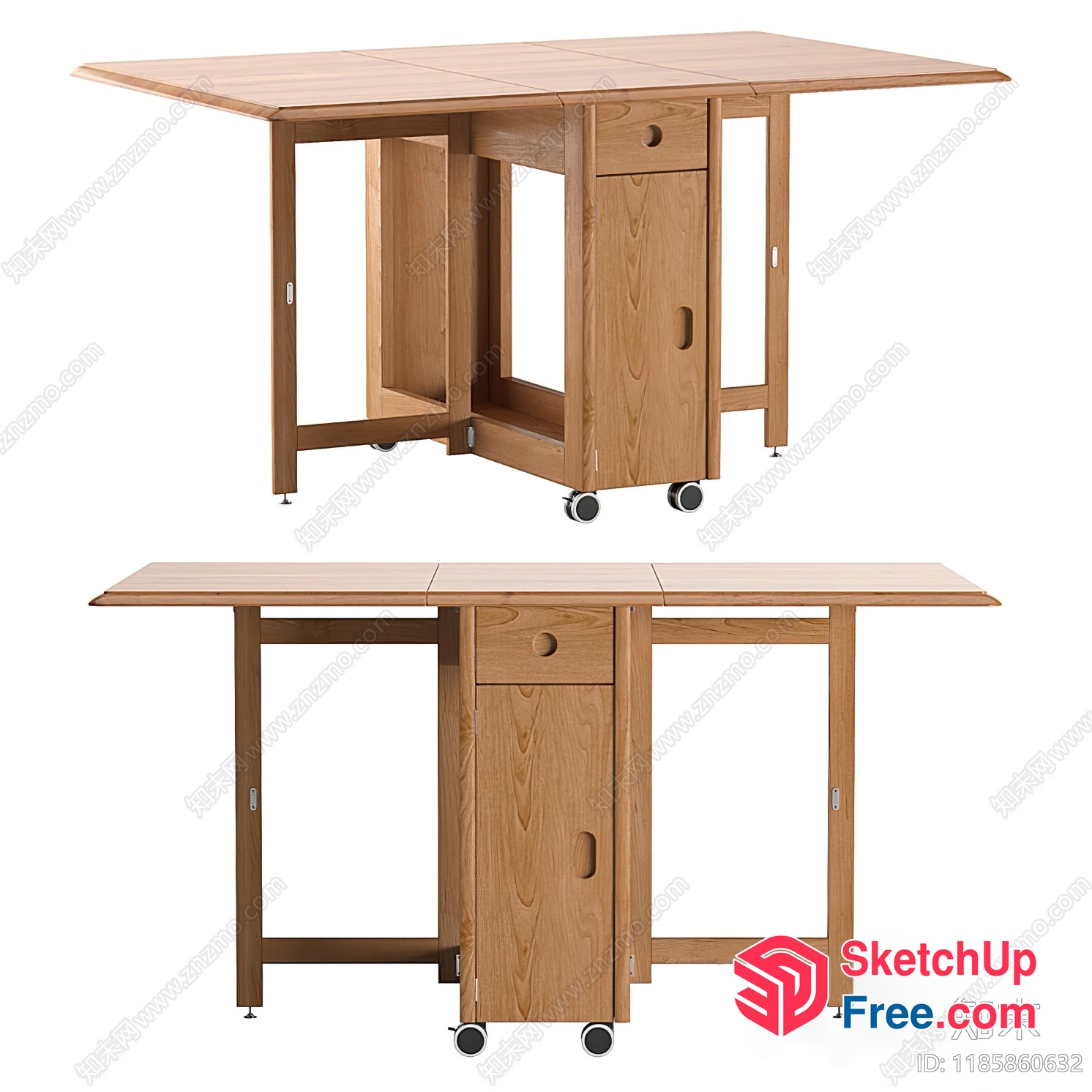 Wooden Folding Table With Storage 3D SketchUp File