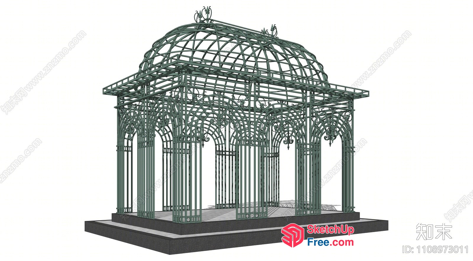 Ornate Metal Structure With Dome And Pillars 3D SketchUp File