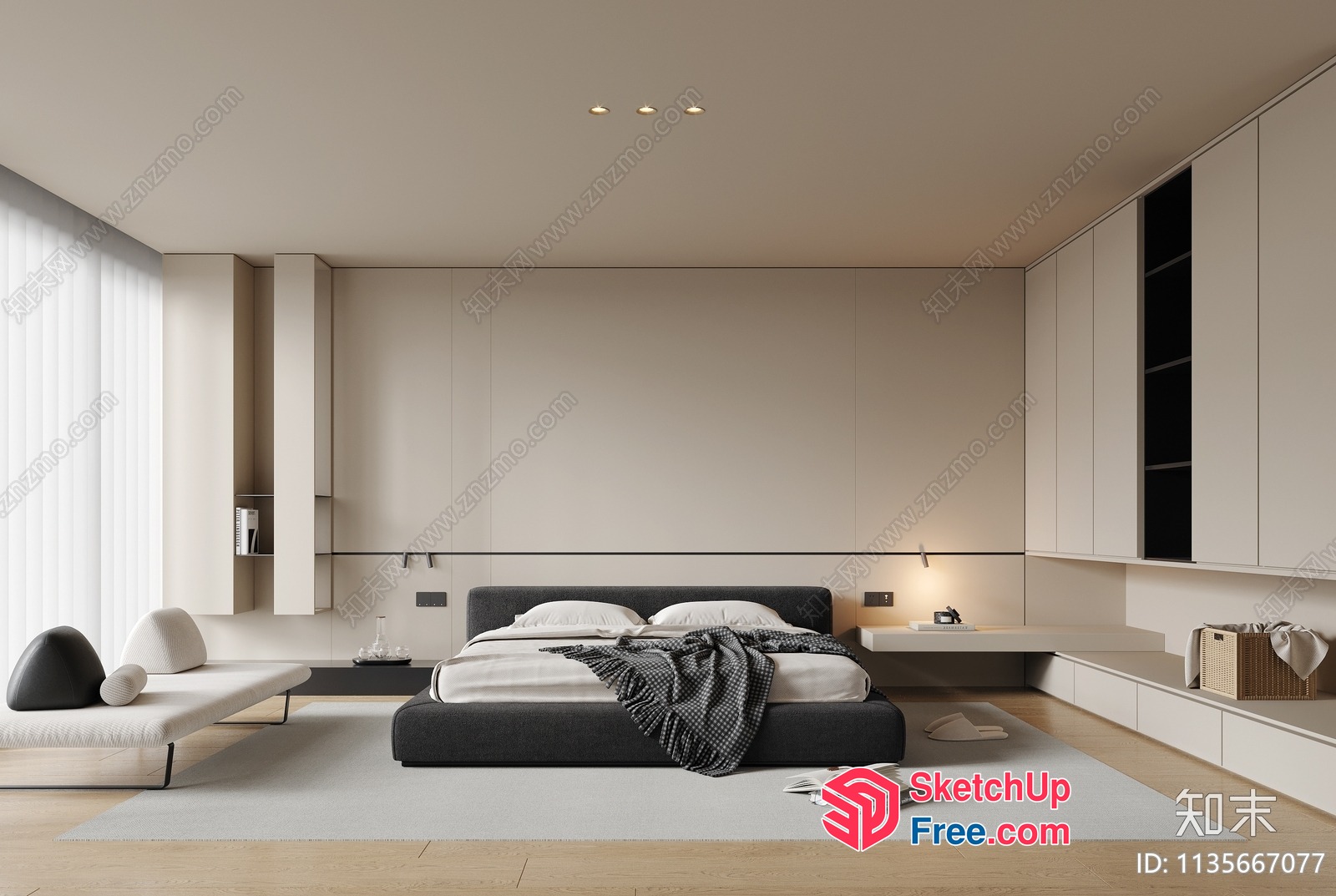 Modern Minimalist Bedroom Interior Design 3D SketchUp File