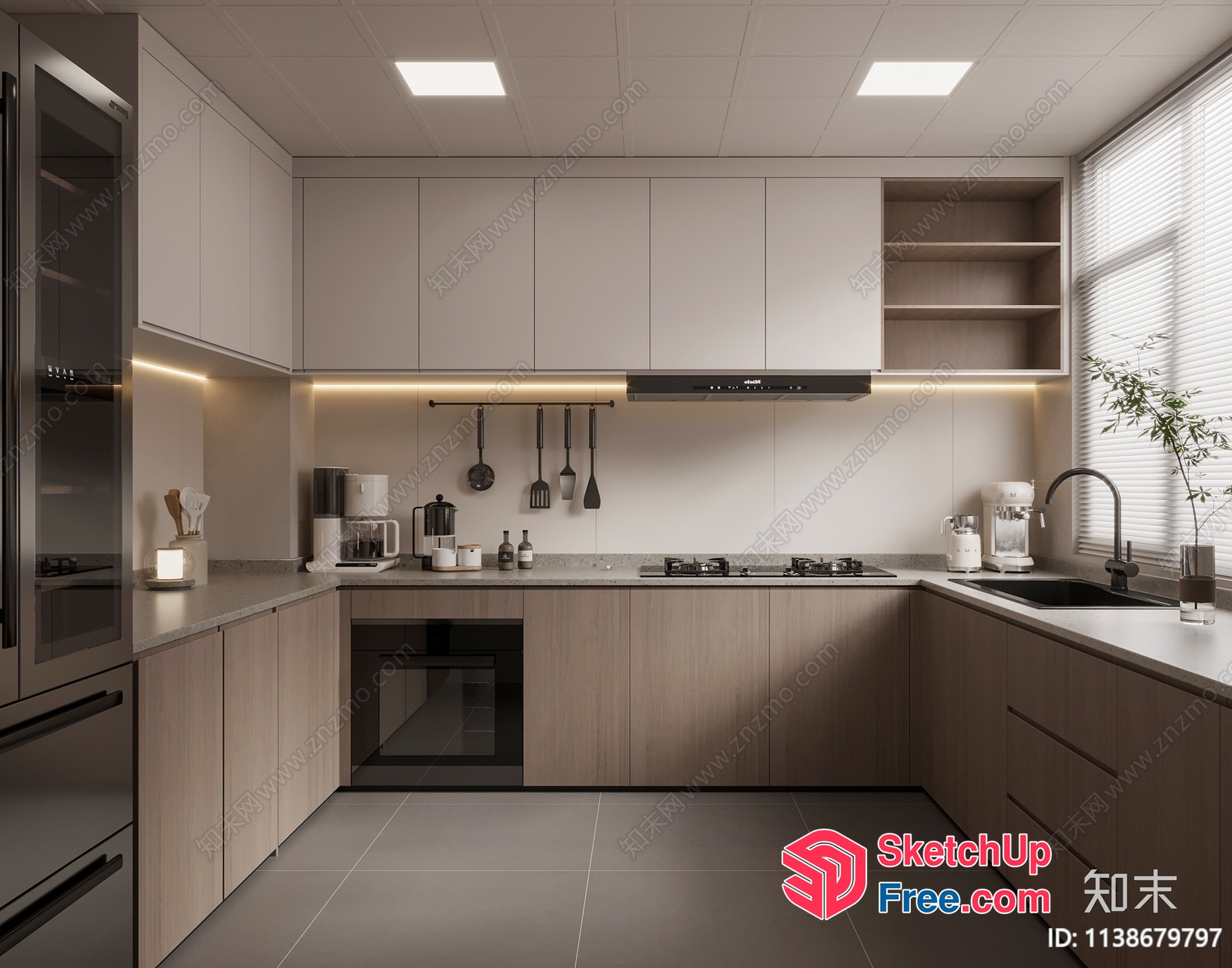 Modern Kitchen With Sleek Countertops And Black Appliances 3D SketchUp File