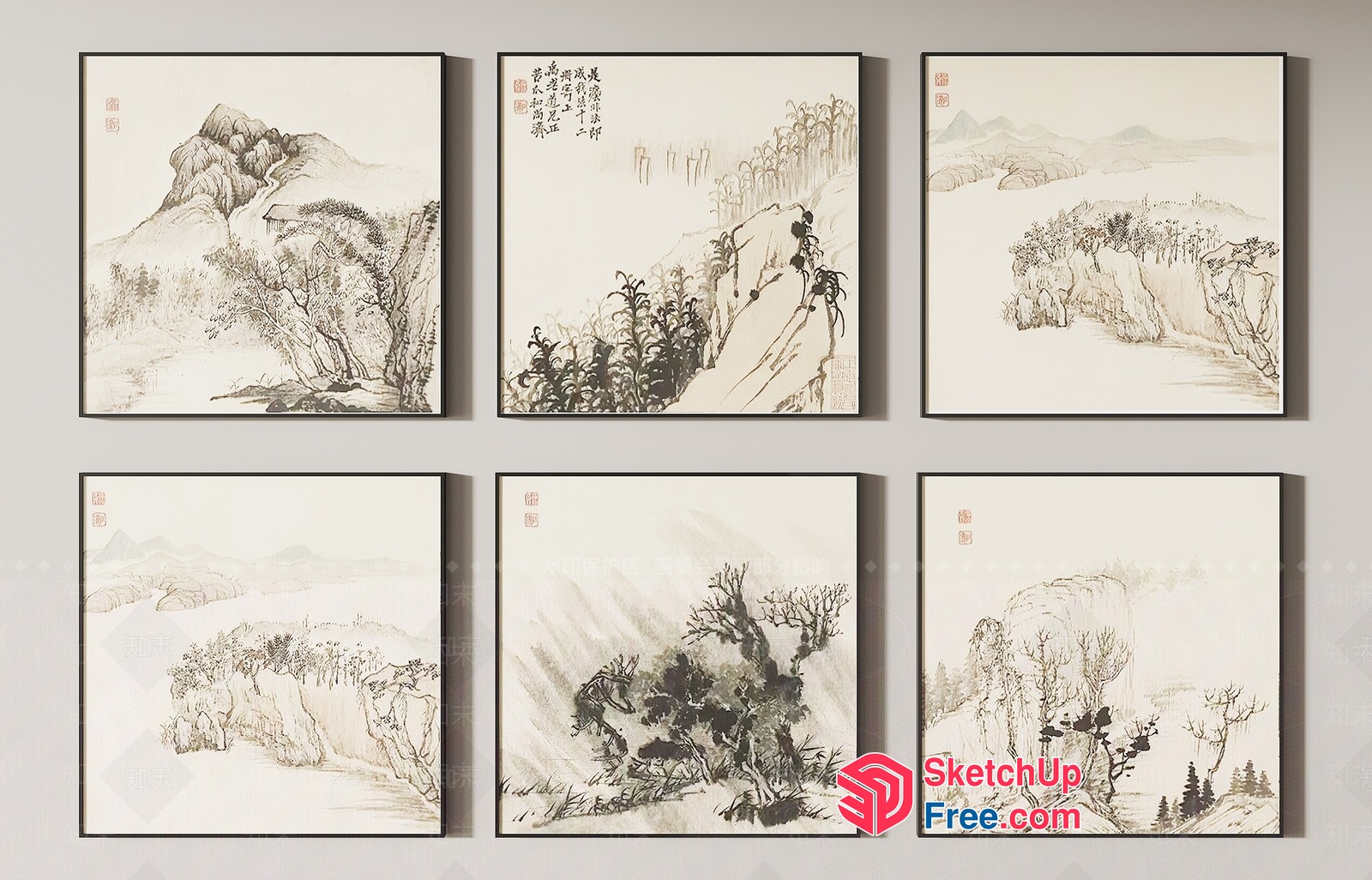 Serene Landscape Art Collection 3D SketchUp File