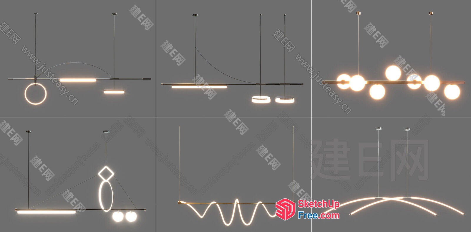 Modern Ceiling Light Fixtures With Various Designs 3D SketchUp File