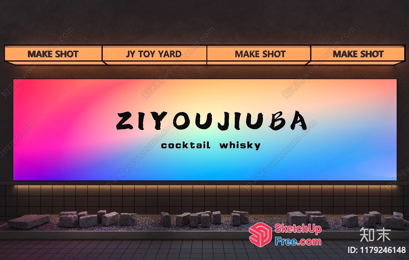 Exterior Signage For A Whiskey Bar 3D SketchUp File