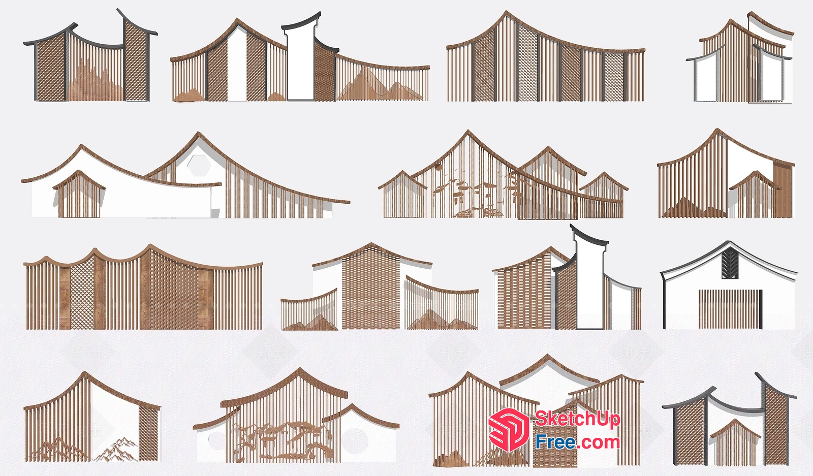Traditional Japanese Style Railing Designs 3D SketchUp File