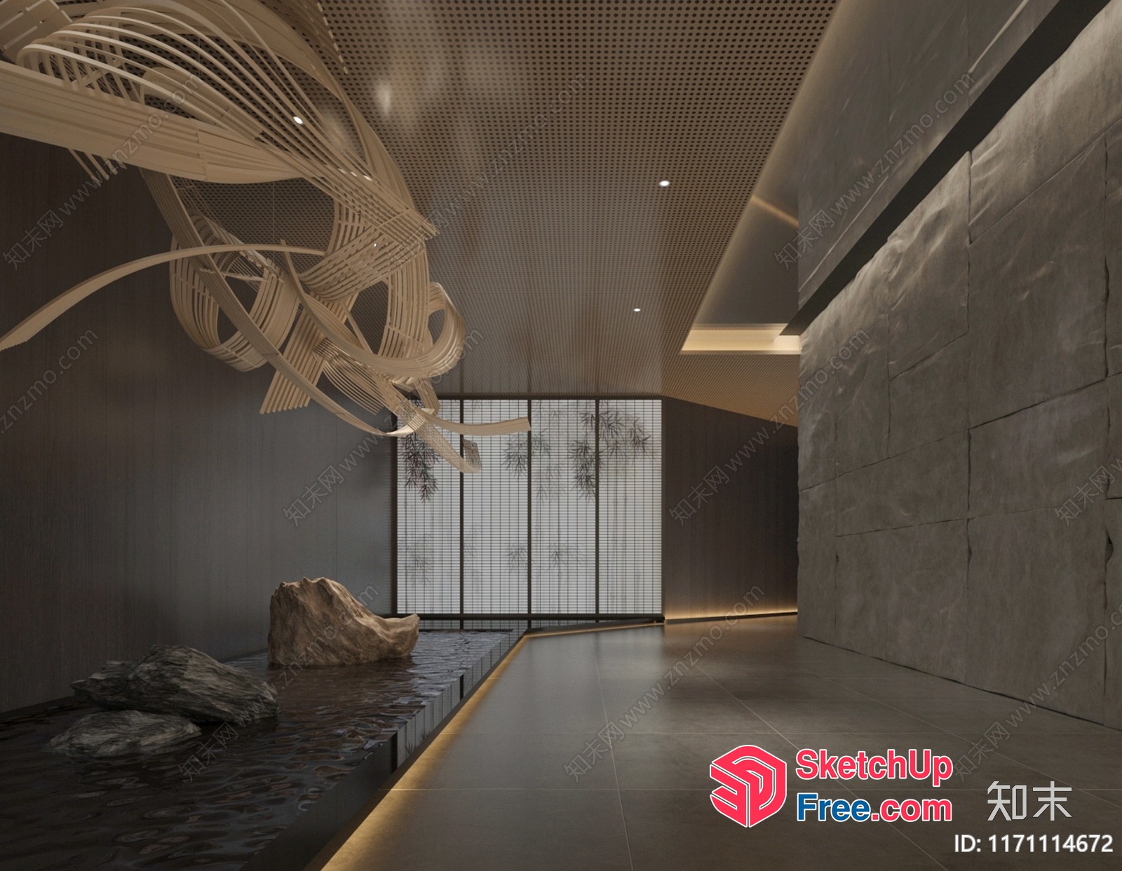 Modern Asian-Inspired Interior Design 3D SketchUp File