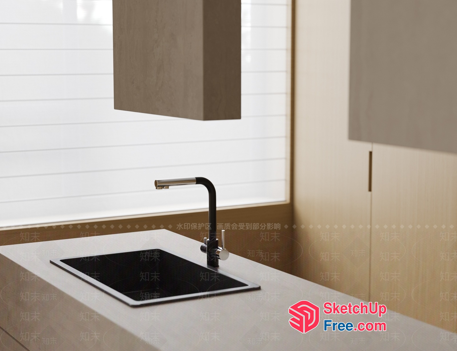 Modern Kitchen Sink With Sleek Faucet And Window 3D SketchUp File