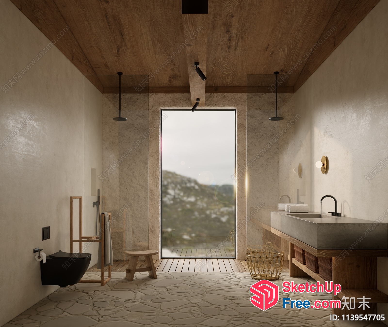 Modern Bathroom With Natural Light And Minimalist Decor 3D SketchUp File