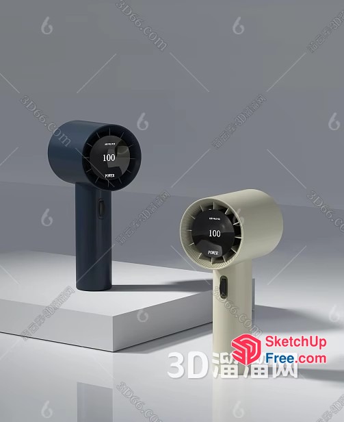Two Portable Fans In Gray And White 3D SketchUp File