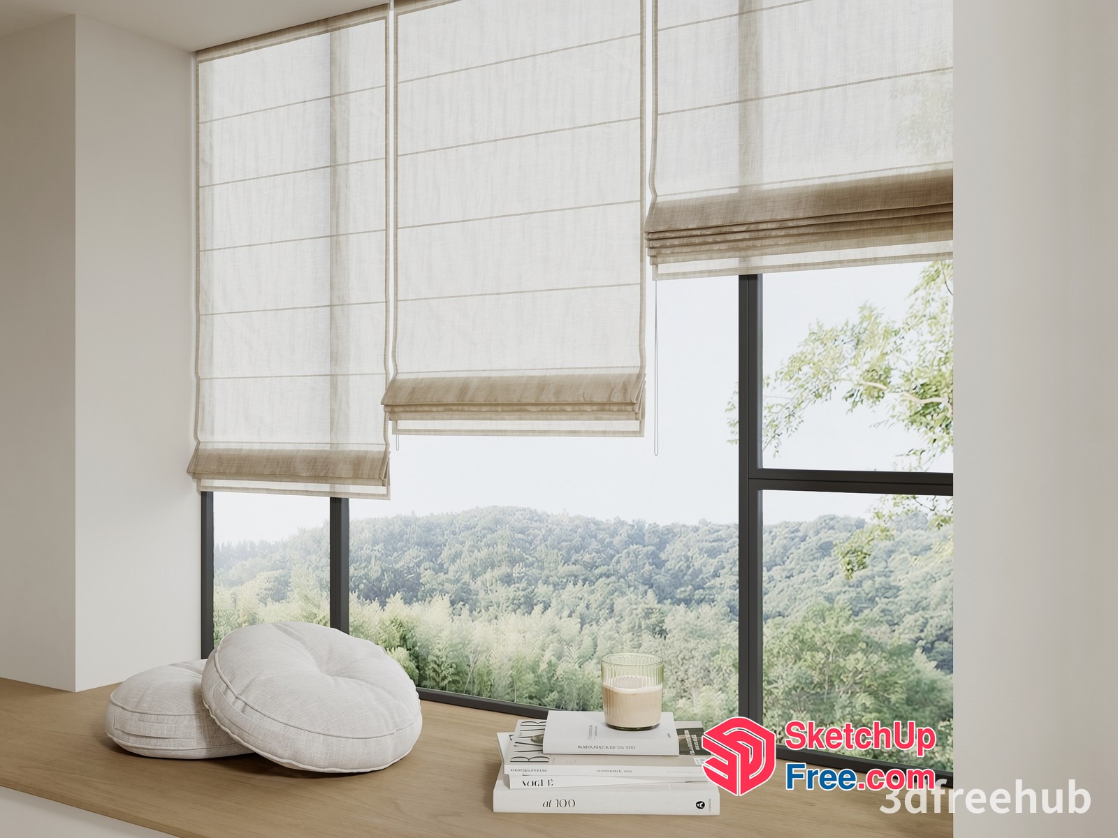 Natural Light-Filled Interior With Large Windows 3D SketchUp File