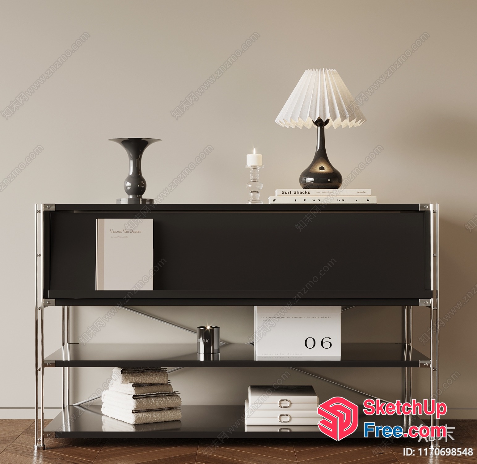 Modern Minimalist Black And White Bookcase 3D SketchUp File