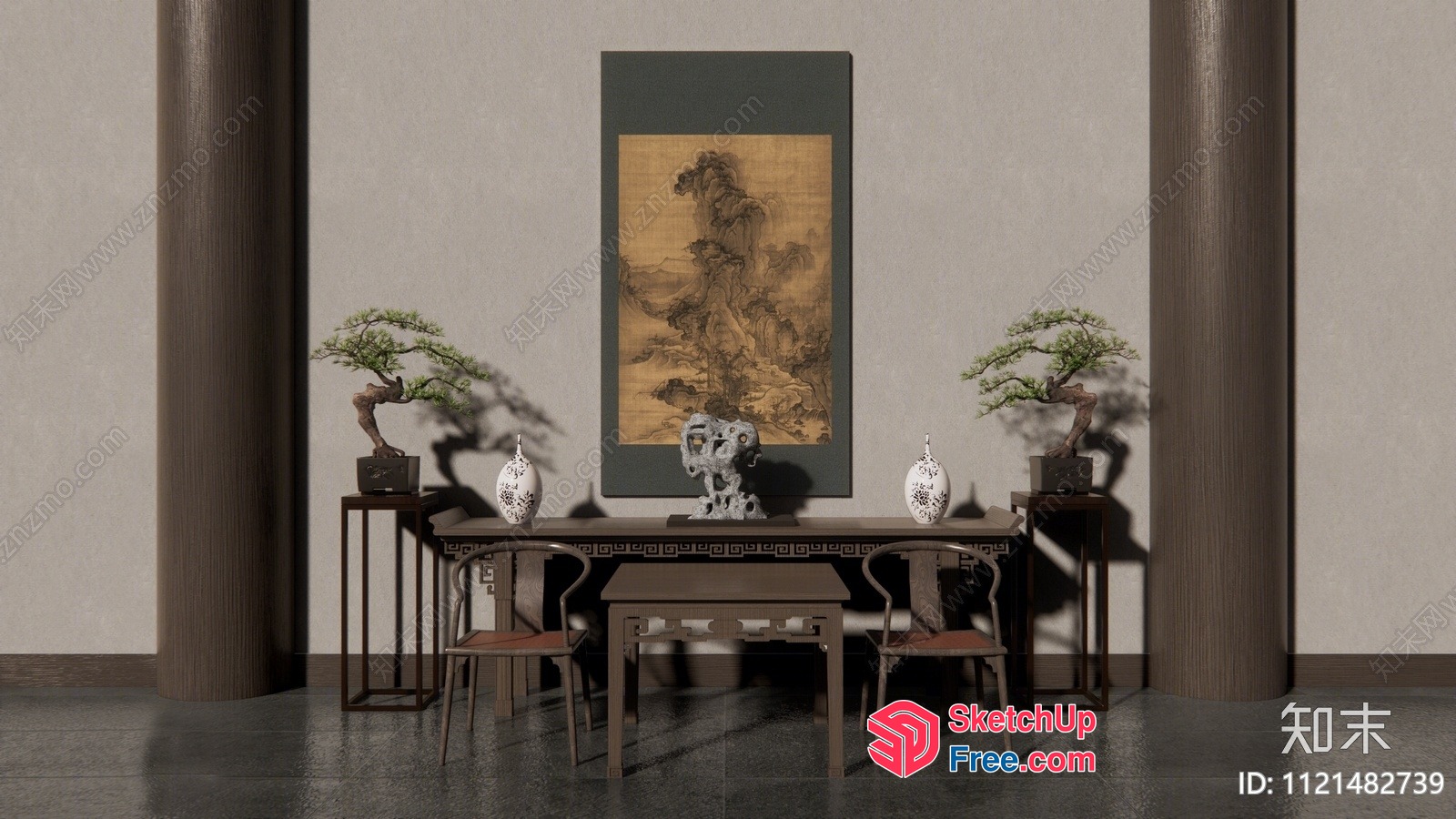 Elegant Asian-Inspired Interior Decor 3D SketchUp File