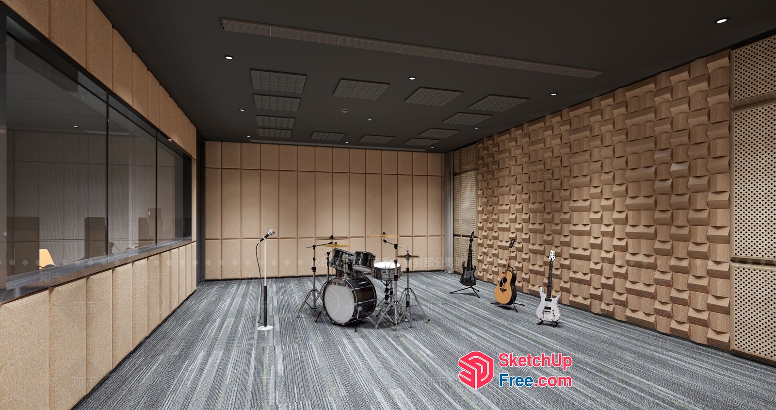 Modern Music Studio Interior 3D SketchUp File