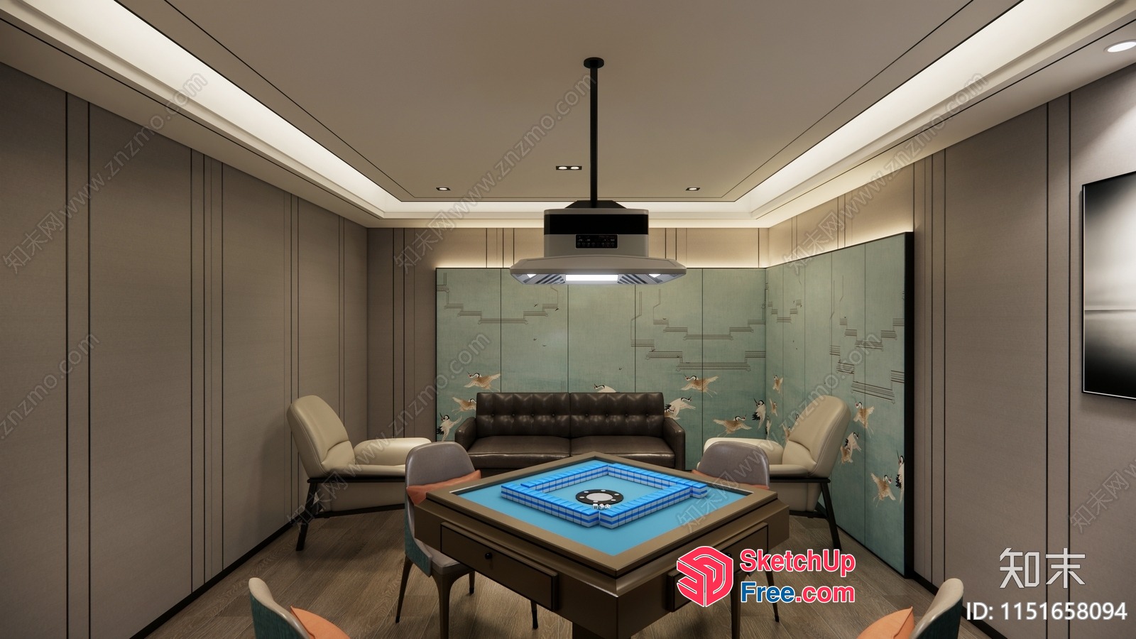 Modern Luxury Game Room With Unique Table 3D SketchUp File