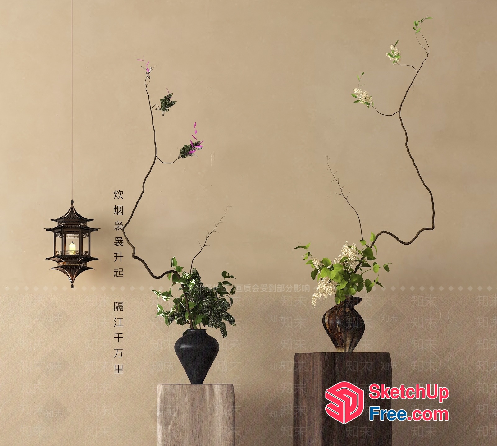 Elegant Asian-Inspired Interior Decoration 3D SketchUp File