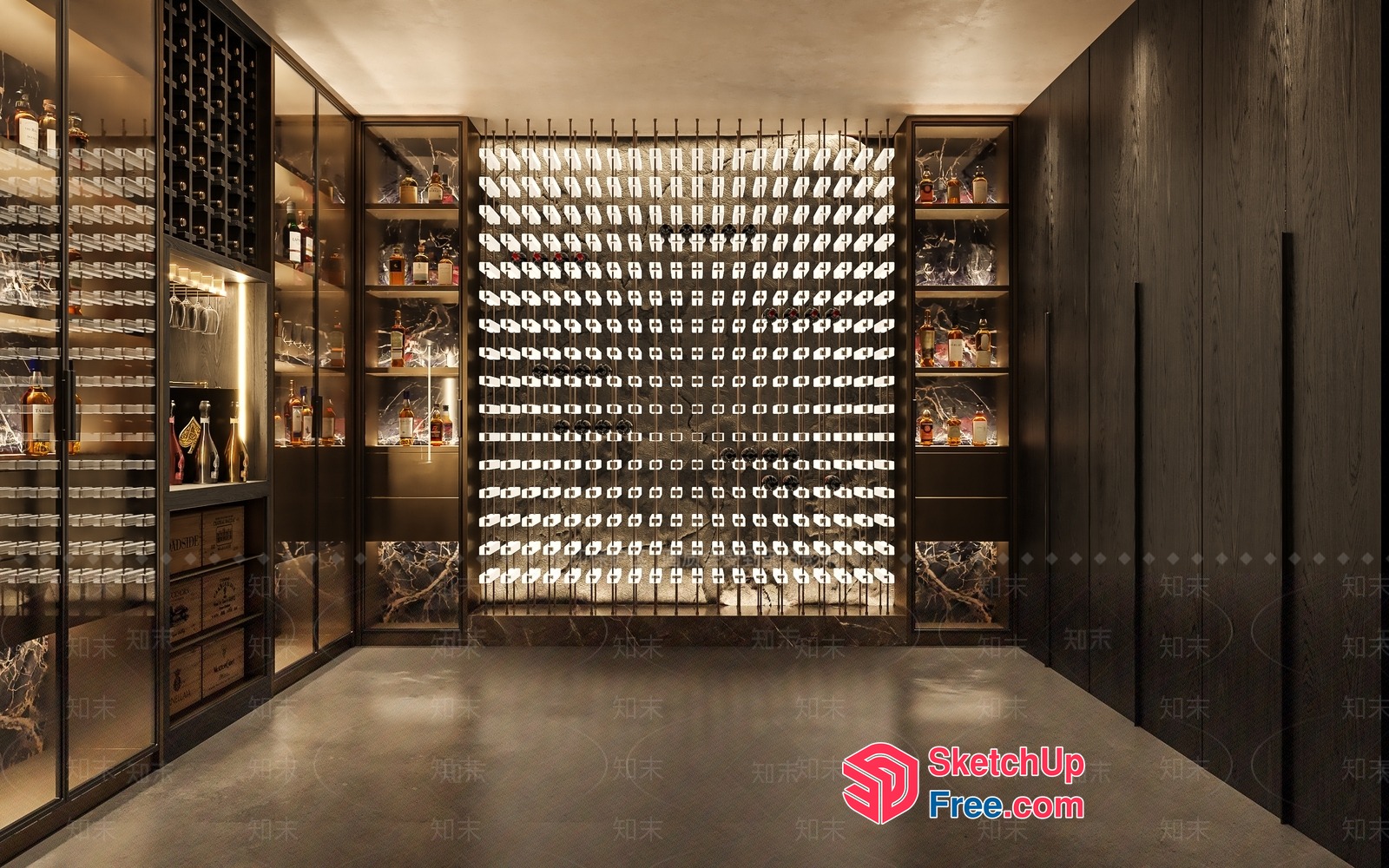 Modern Wine Storage And Display Unit 3D SketchUp File