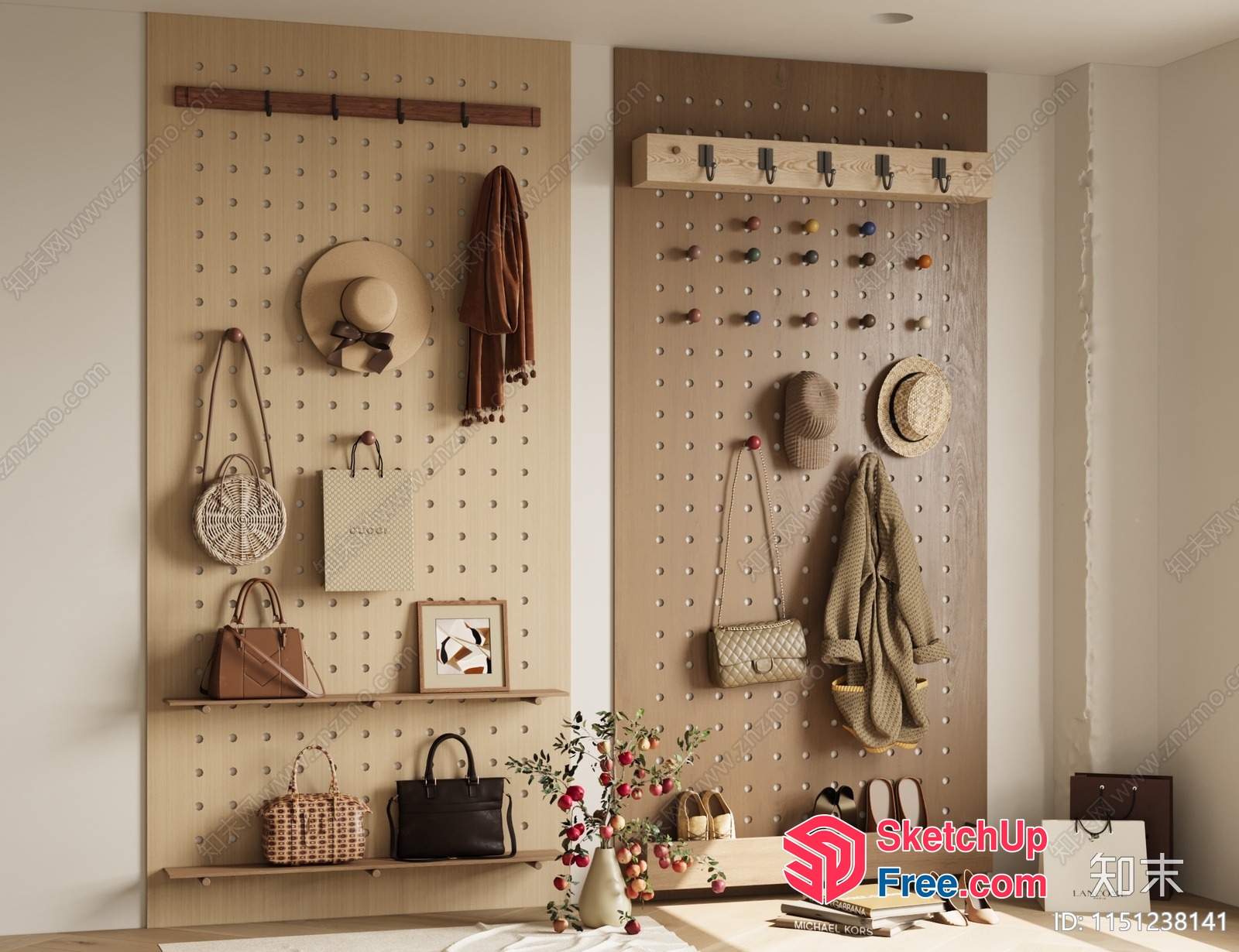 Cozy Modern Minimalist Interior Decor Wall Storage 3D SketchUp File