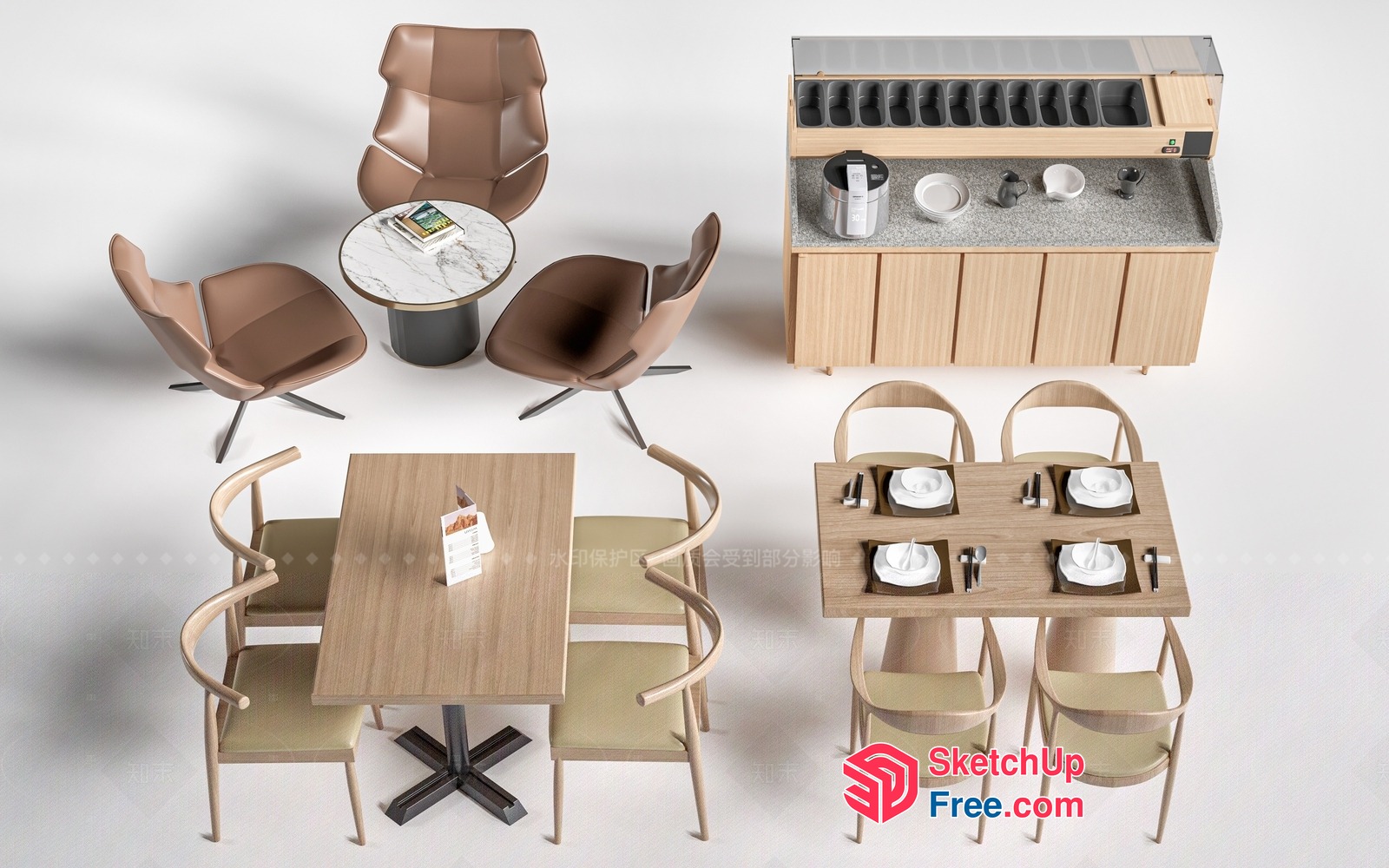 Modern Dining Room Furniture Set 3D SketchUp File