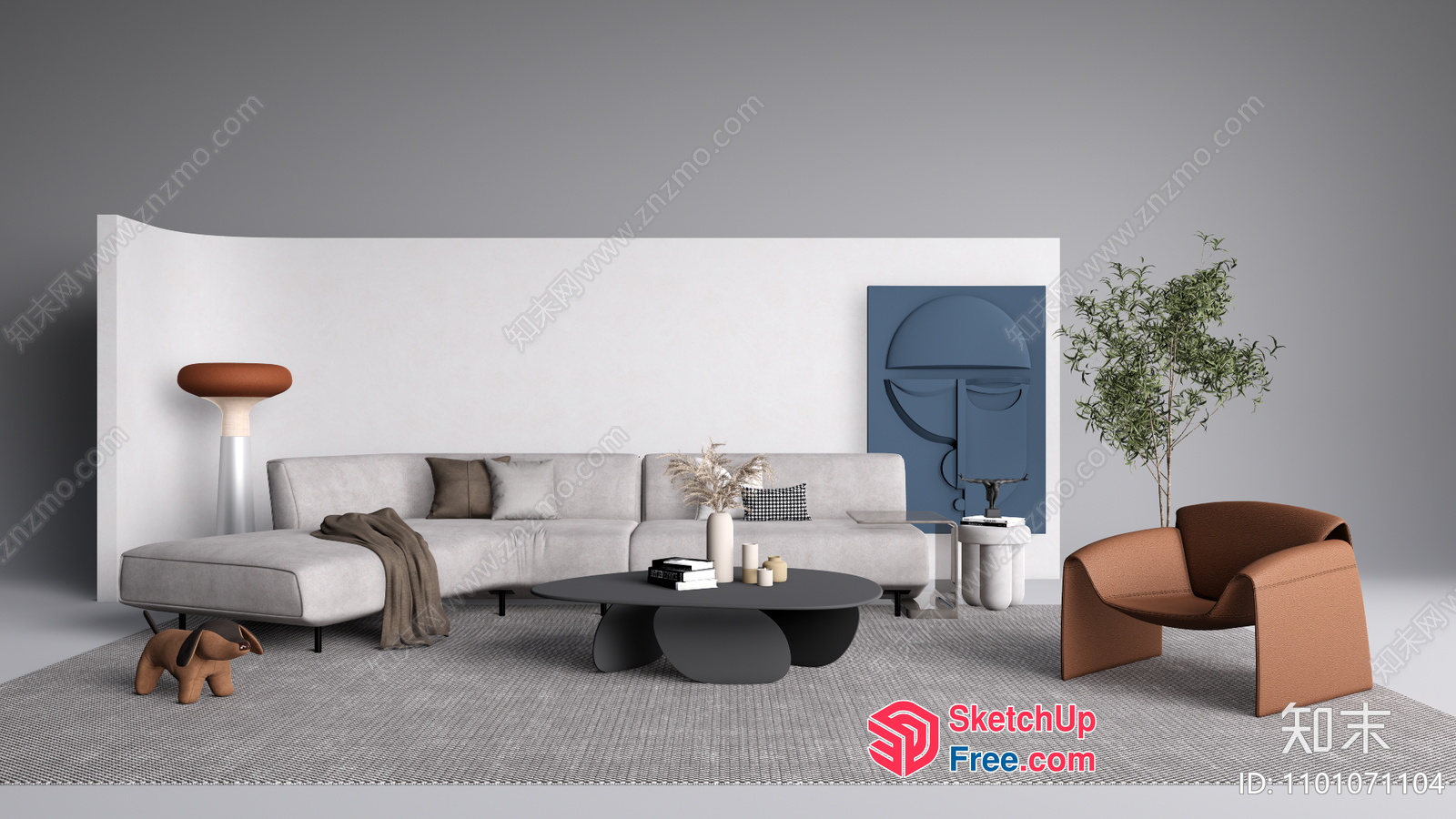 Modern Minimalist Living Room Decor With Neutral Color Scheme 3D SketchUp File