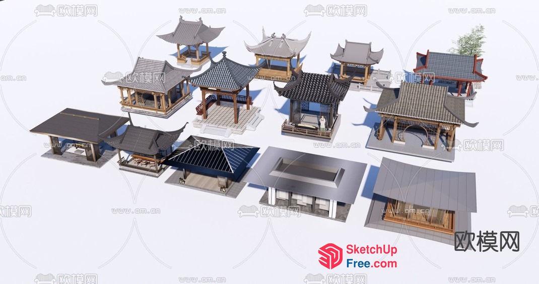 Traditional Asian Pavilions And Structures 3D SketchUp File