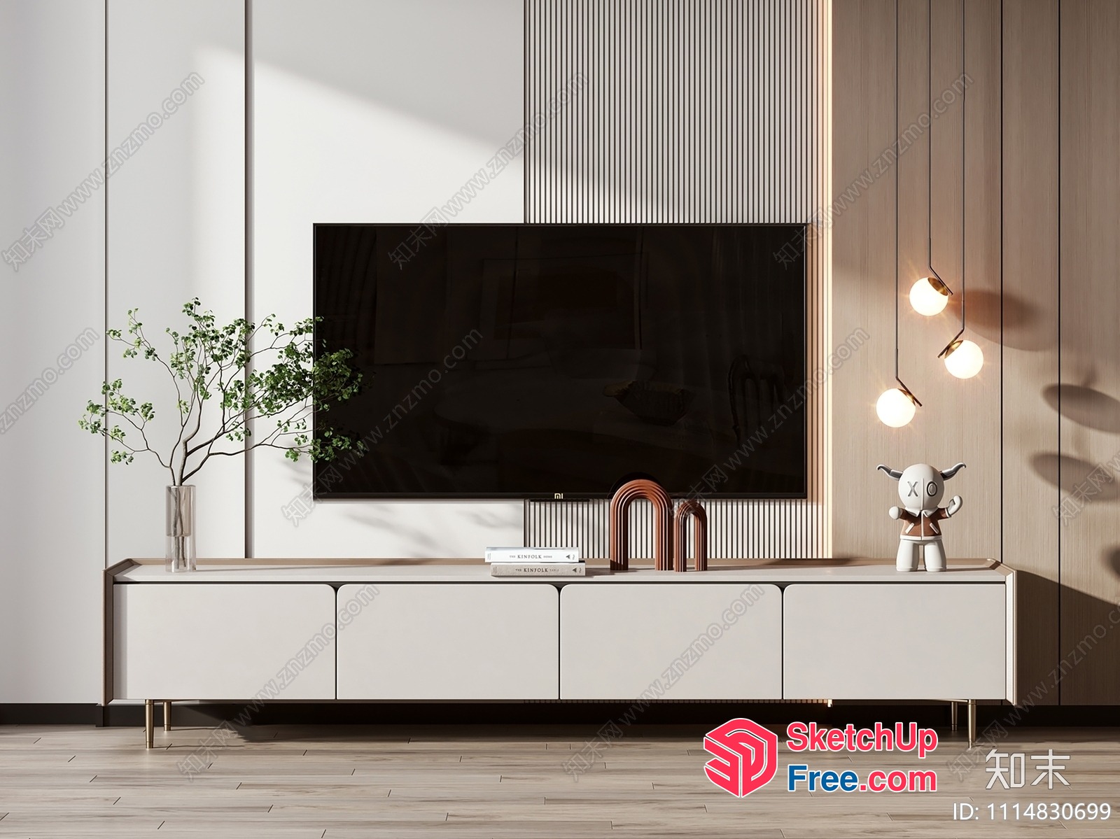 Modern Minimalist Living Room With Sleek Tv Cabinet 3D SketchUp File