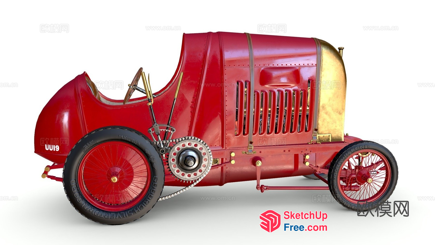 Vintage Red Racing Car 3D SketchUp File