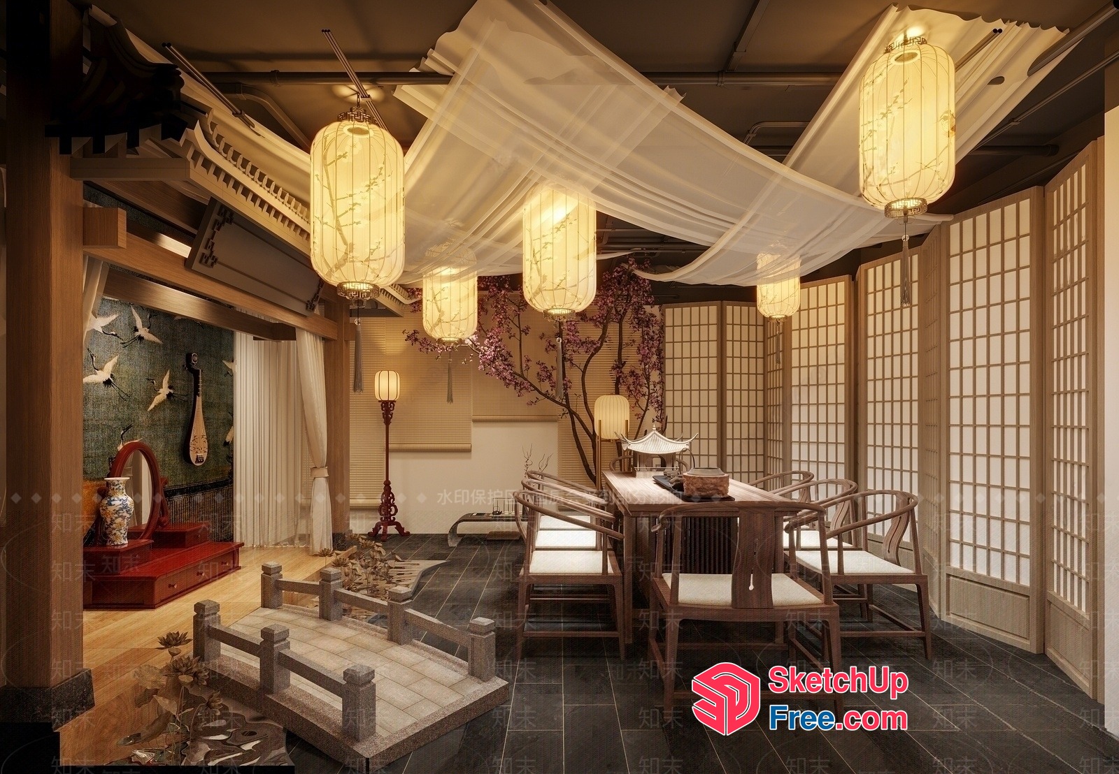 Traditional Japanese Interior Design Elements 3D SketchUp File