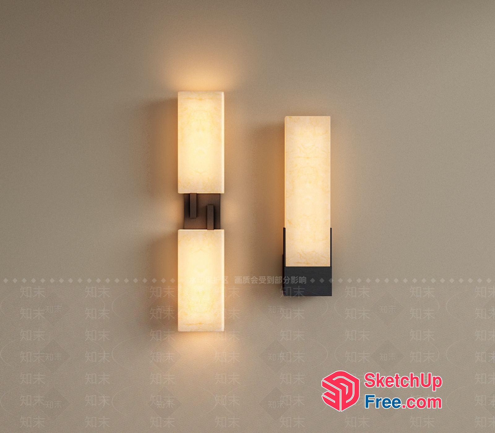 Modern Rectangular Light Fixtures With Subtle Warm Glow 3D SketchUp File