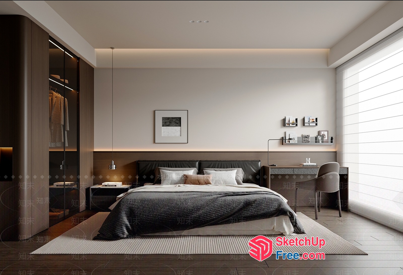 Modern Minimalist Bedroom Interior 3D SketchUp File