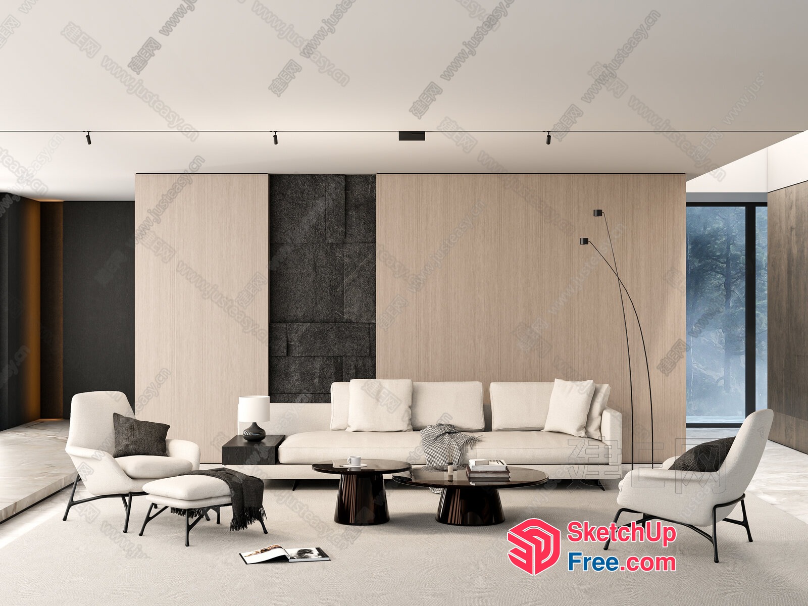 Modern Minimalist Living Room Interior Design 3D SketchUp File