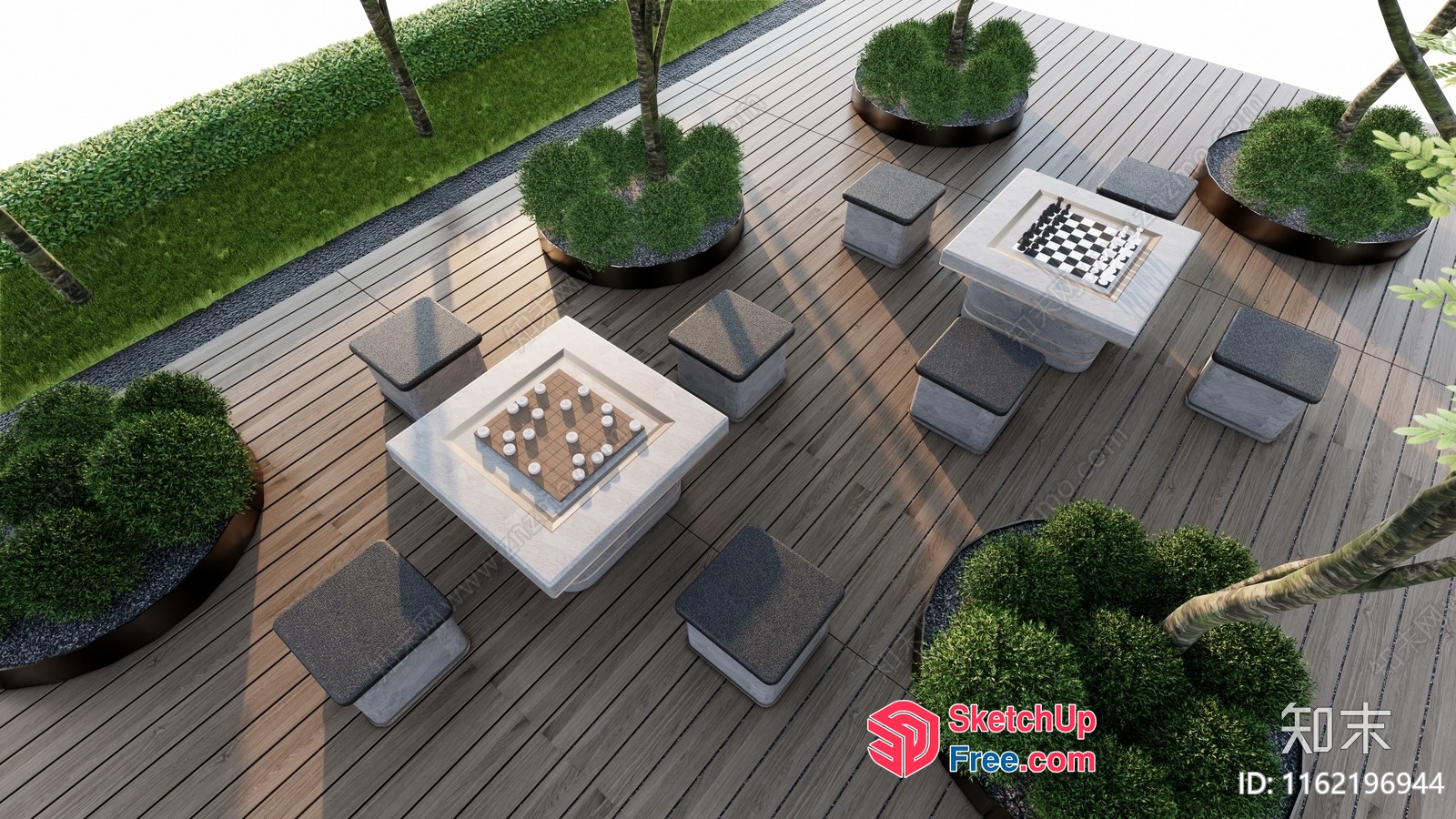 Outdoor Games Area With Modern Furniture 3D SketchUp File