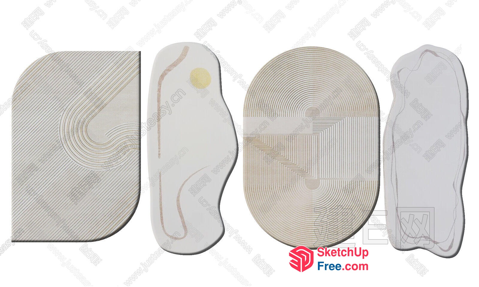 Abstract Geometric Patterned Furniture Pieces 3D SketchUp File