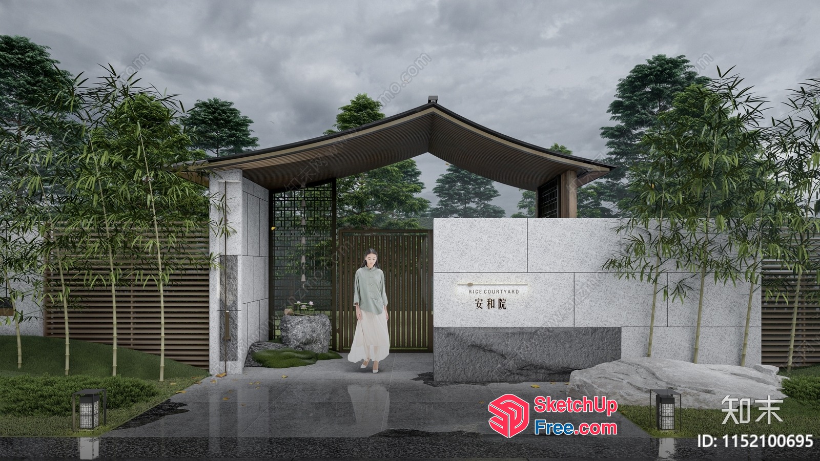 Elegant Entrance With Natural Surroundings 3D SketchUp File