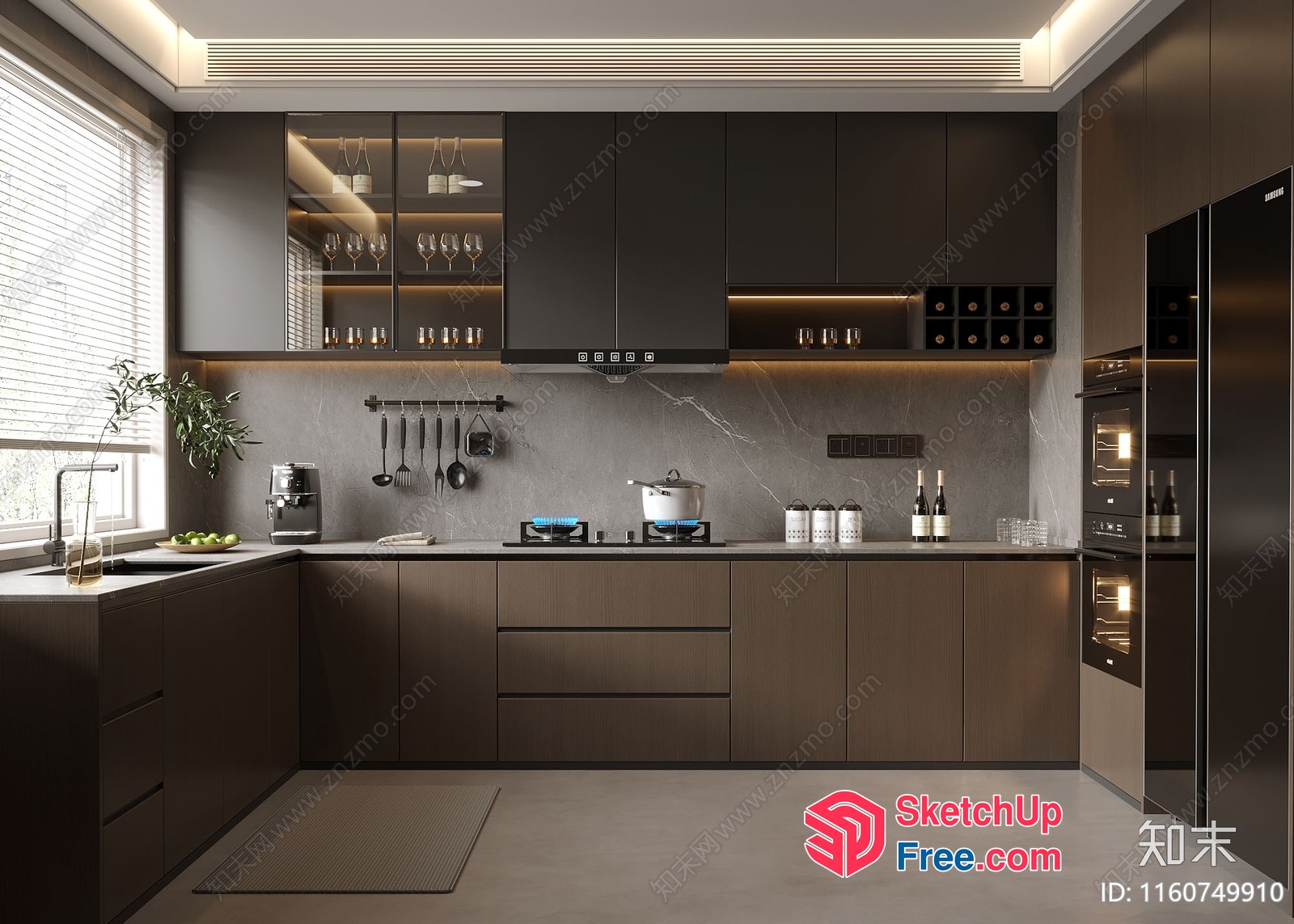 Modern Kitchen With Sleek Cabinets And Marble Countertops 3D SketchUp File