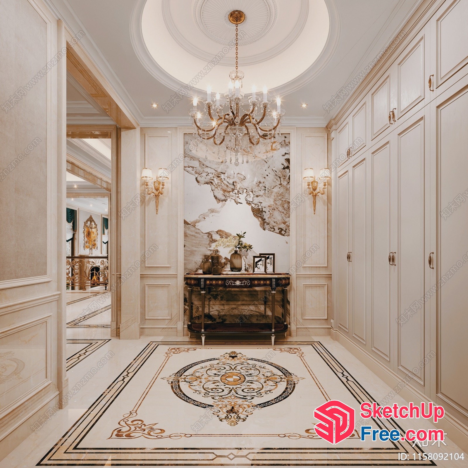 Ornate Marble Floor And Ceiling Design 3D SketchUp File