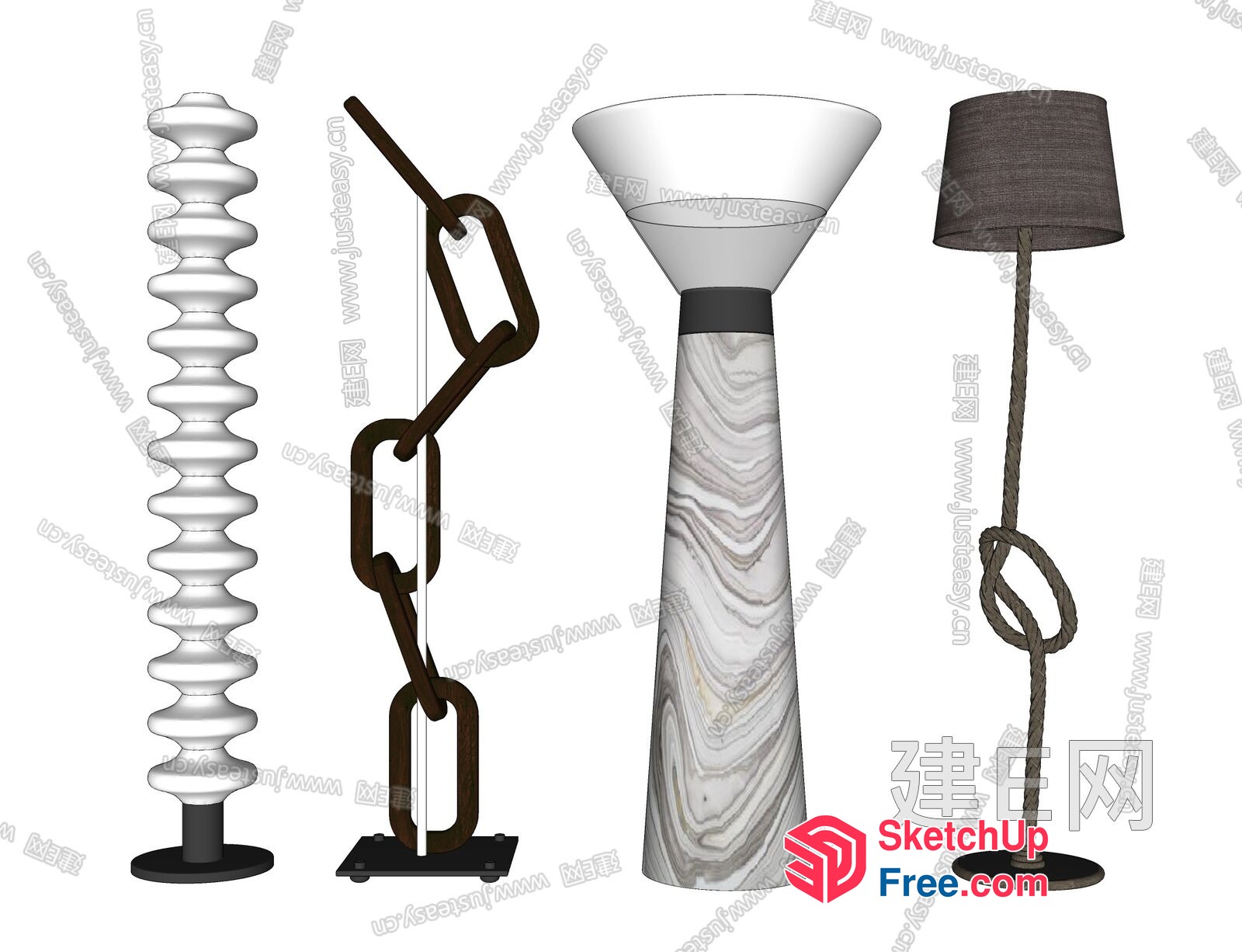 Modern Sculpture Arrangement With Pillar And Railing Elements 3D SketchUp File