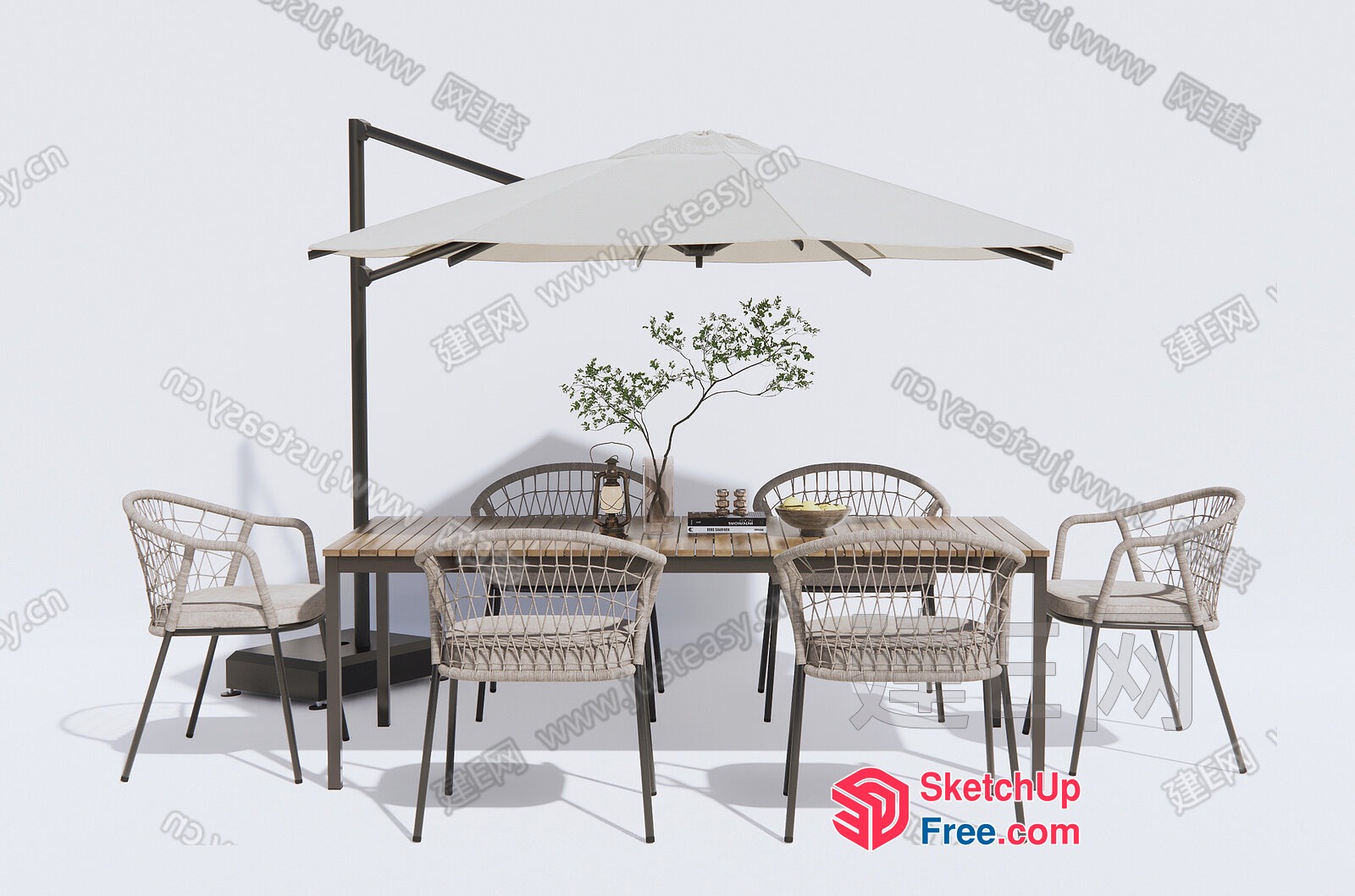 Outdoor Patio Furniture Set With Umbrella And Table 3D SketchUp File