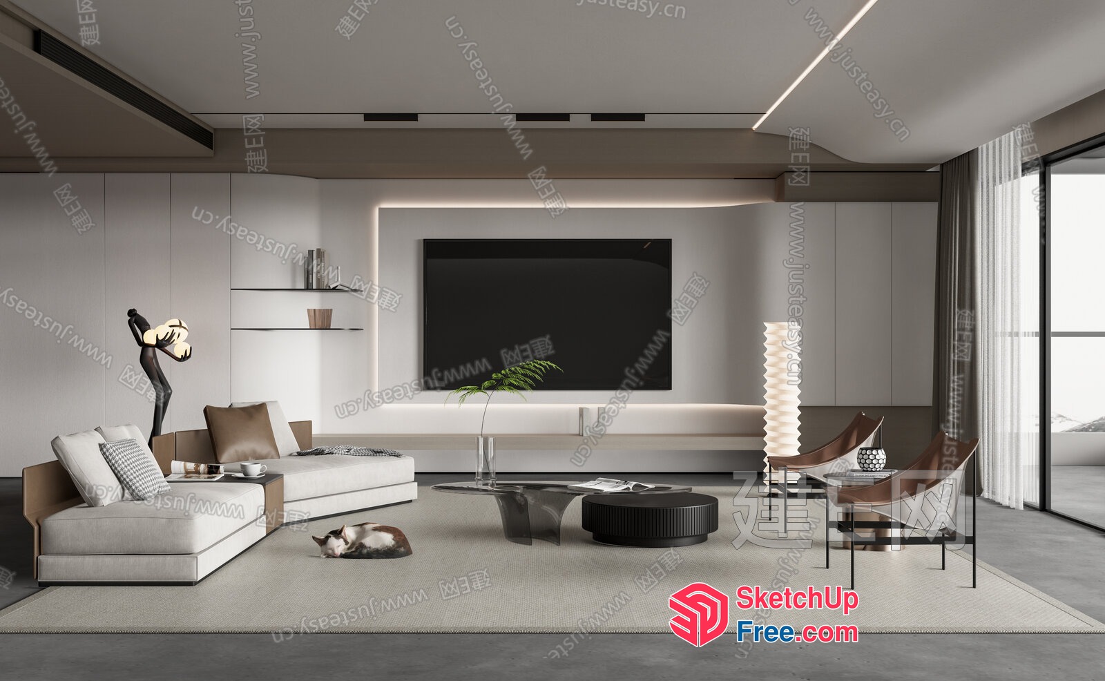 Modern Living Room With Sleek Furniture And Minimalist Decor 3D SketchUp File