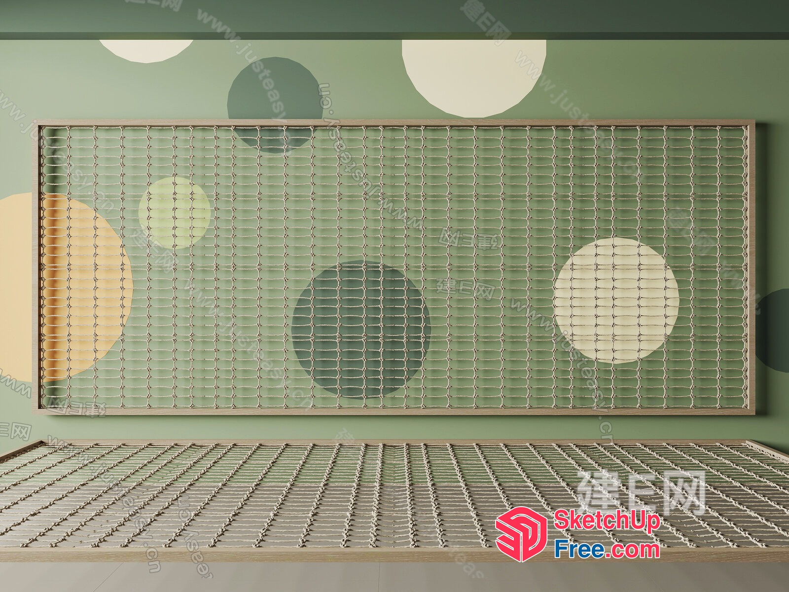 Large Rectangular Partition Screen With Decorative Design 3D SketchUp File