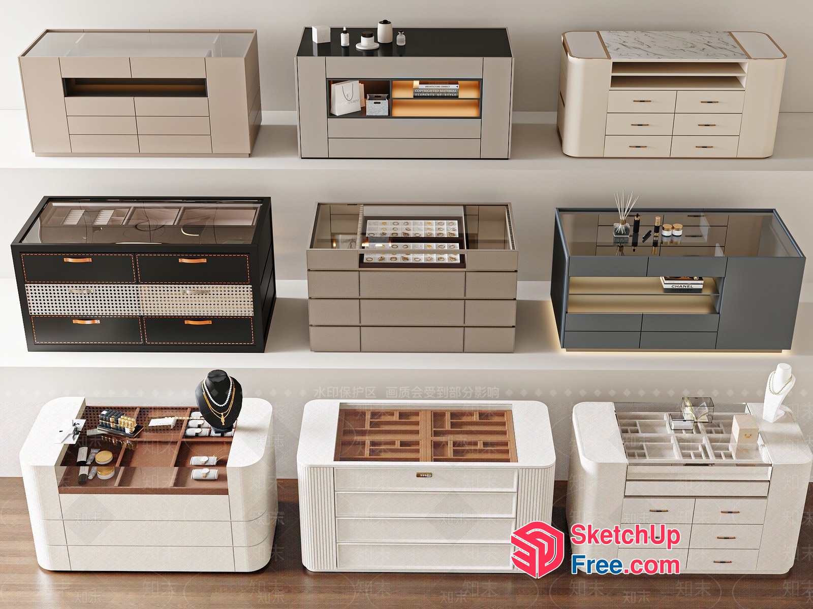 Modern Jewelry Display Cabinets 3D SketchUp File