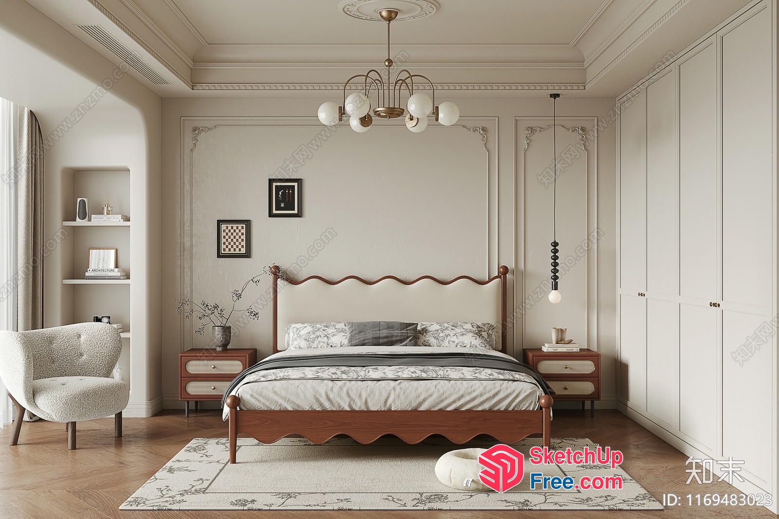Elegant European Style Bedroom Interior 3D SketchUp File