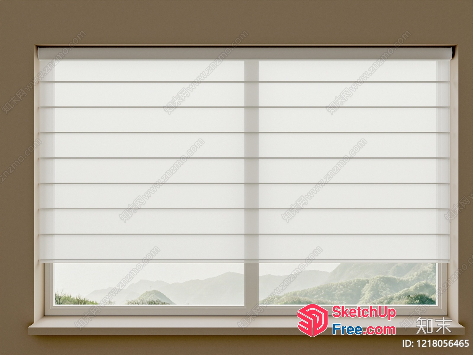 White Blinds Window View 3D SketchUp File