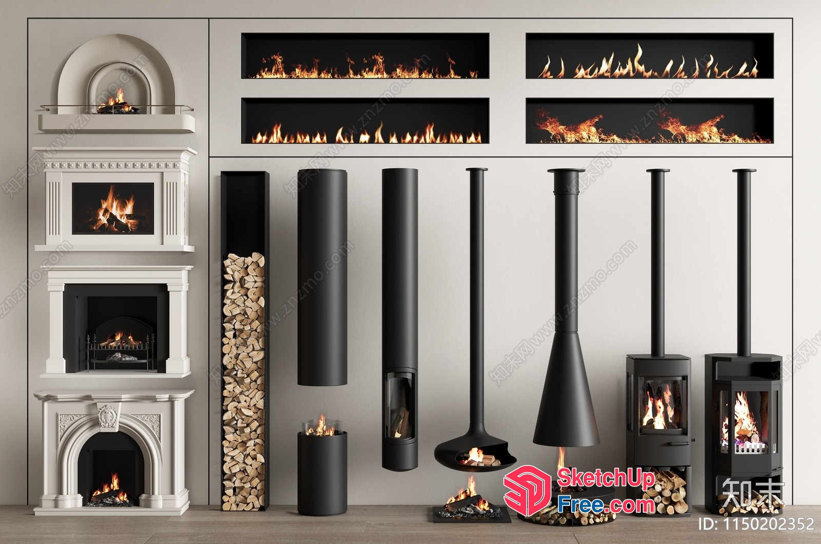 Modern Fireplace Designs And Accessories 3D SketchUp File