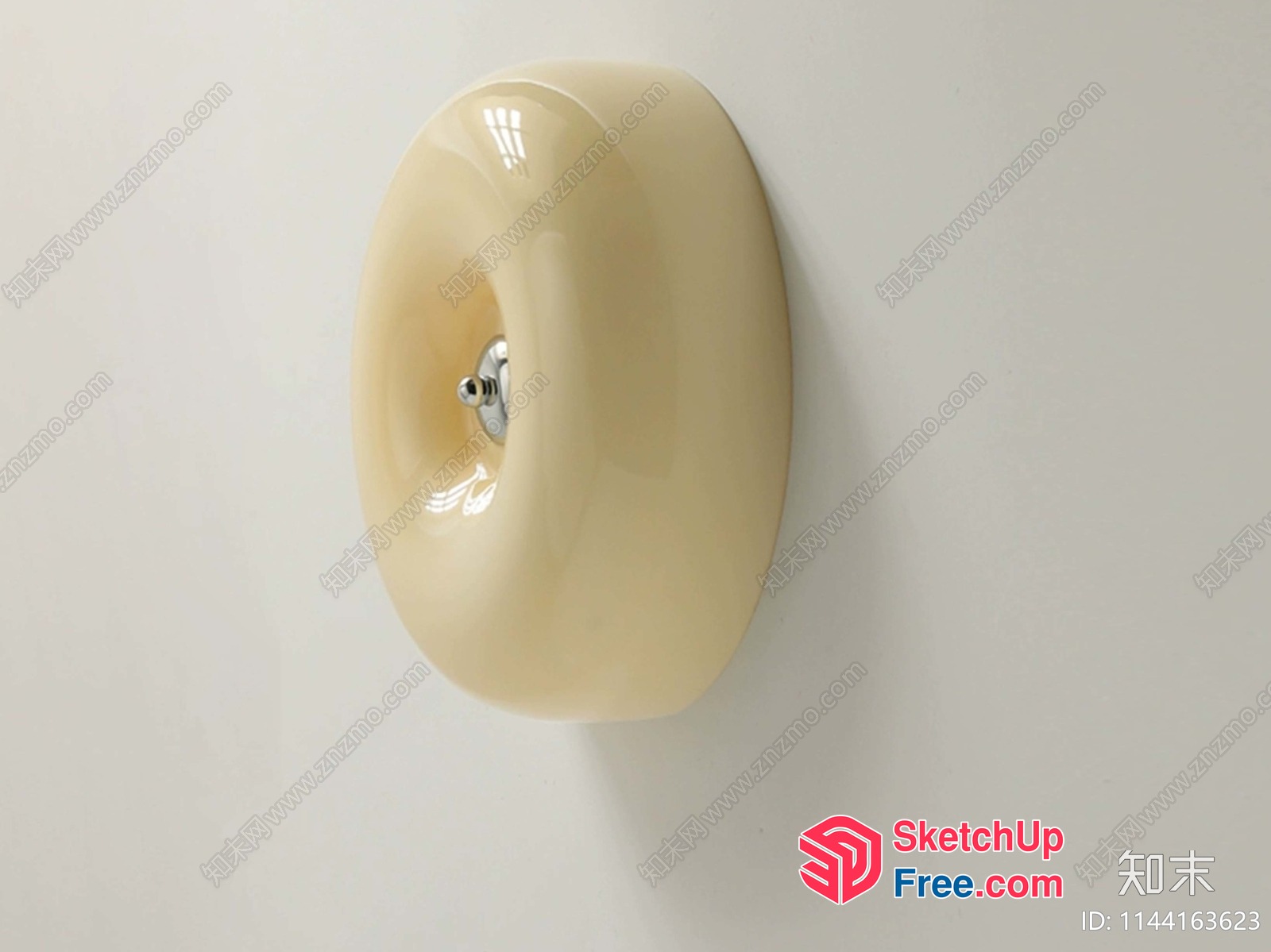 Creamy Style Round Wall Light Fixture 3D SketchUp File