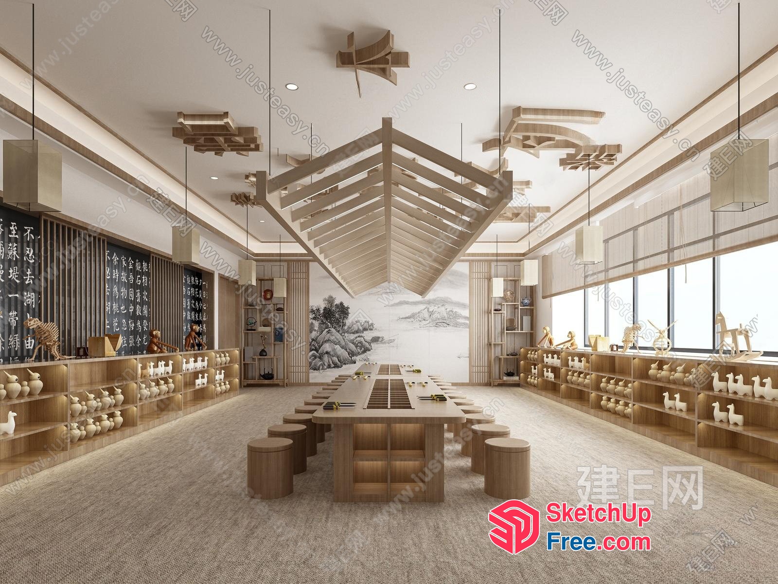 Japanese Style Interior Design With Traditional Decor 3D SketchUp File