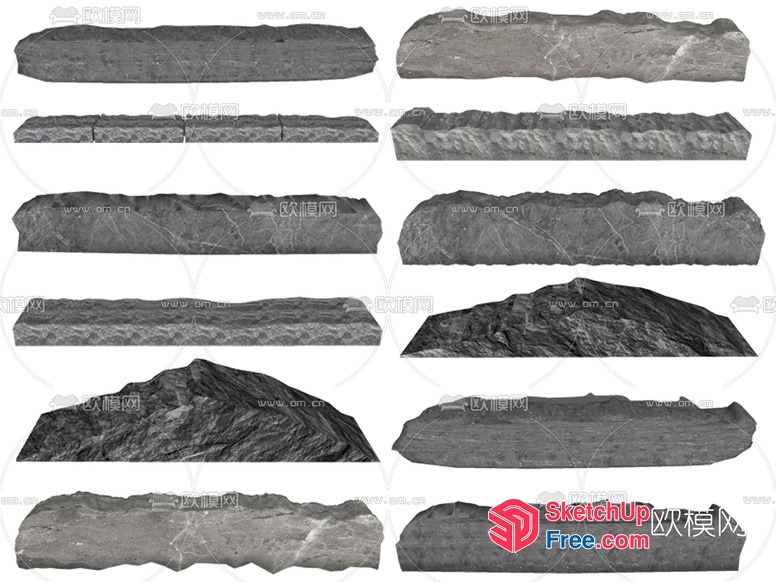 Rocky Grey Stones Collection 3D SketchUp File