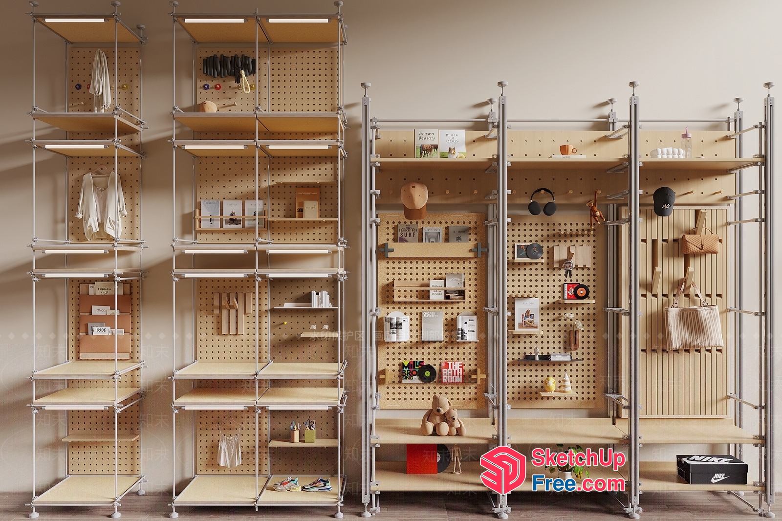 Modern Shelving Unit With Storage And Display 3D SketchUp File